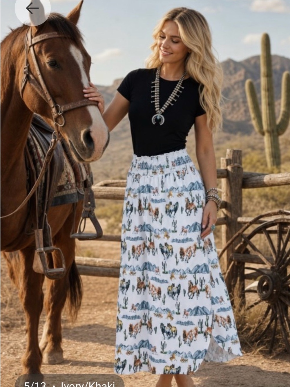 Wild Horses Smocked Maxi Skirt